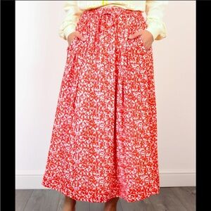 GANNI Floral Print Pleated A-line Skirt Size L-XL Adjustable Waist
